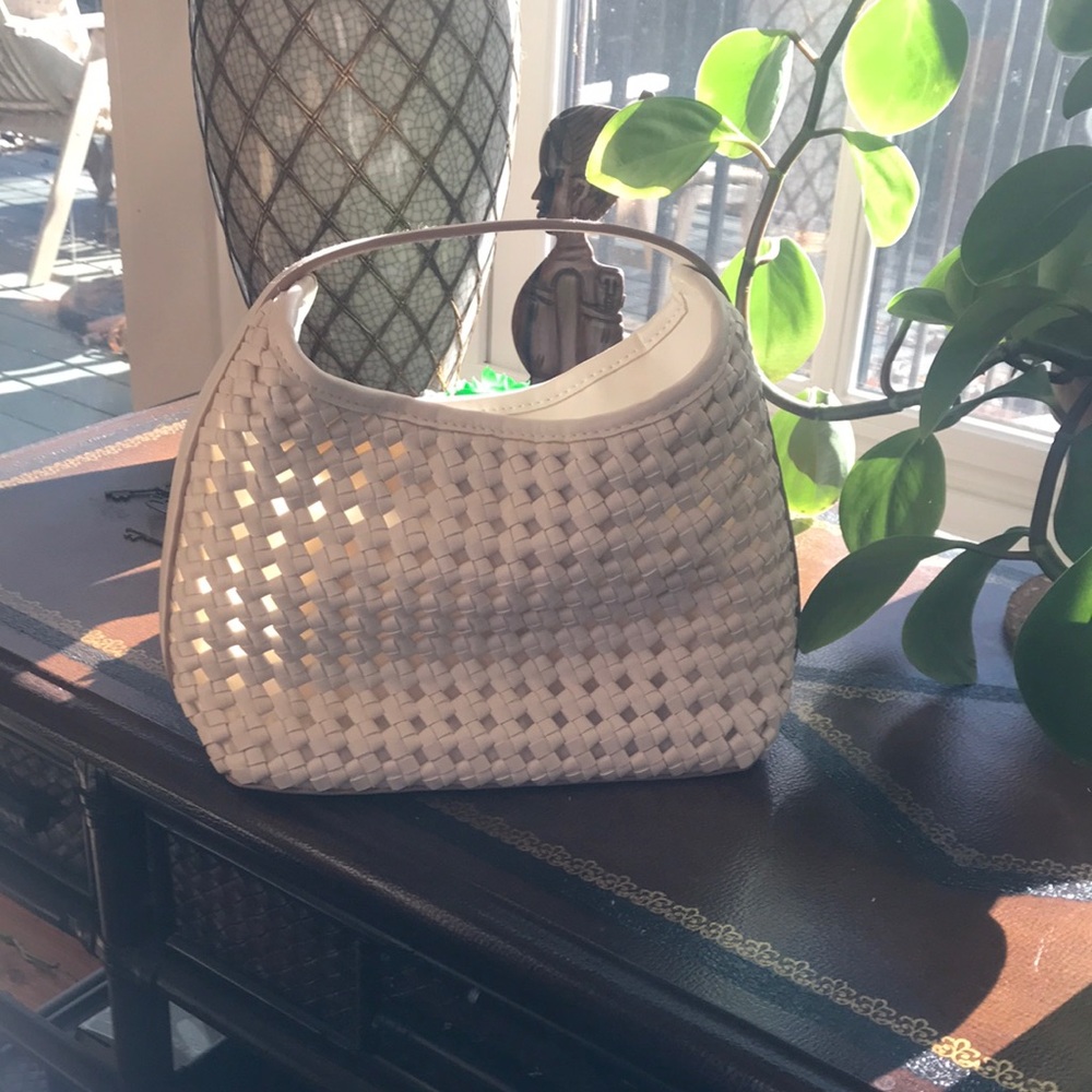 Elegant small Cream Woven Handbag